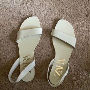 Zara Off White Leather Sandals